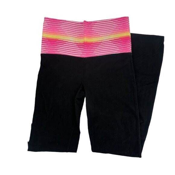 Victoria’s Secret PINK Black Flare Yoga Pants Colorful Waistband M - Picture 4 of 6